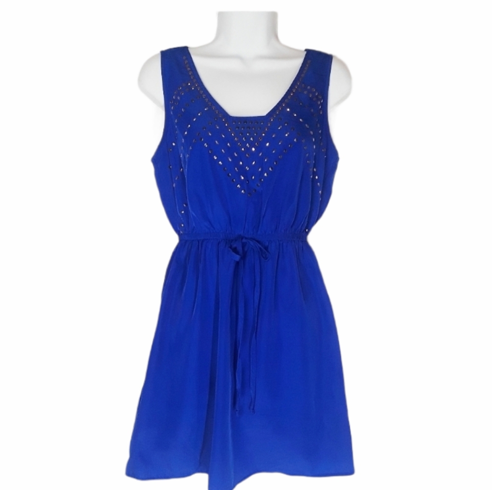 BEBOP Studded Royal Blue Elastic Waist Sleeveless Dress Small